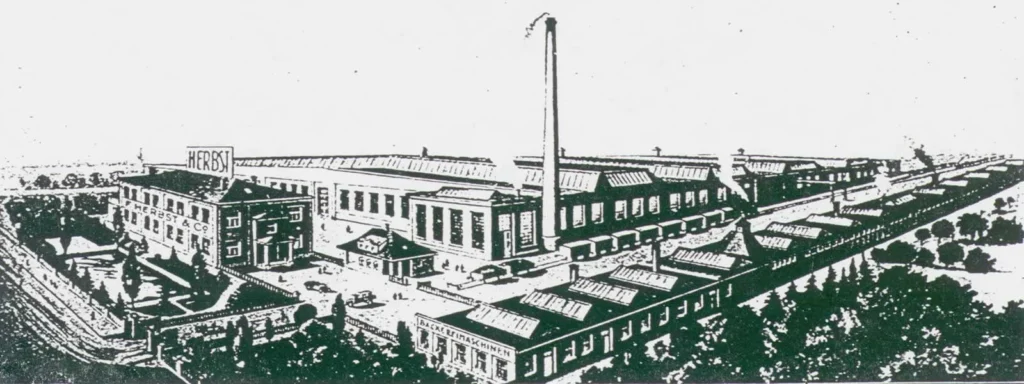 Historische Ansicht der Herest & Co. Fabrik von 1874.